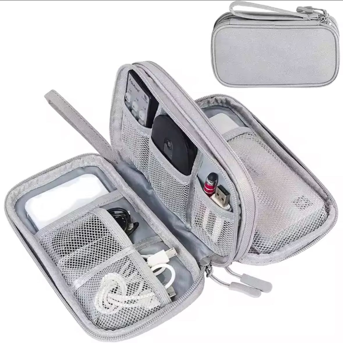 Estuche de viaje para cables, cargadores y más.